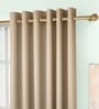 Beige Solid Poly Cotton 5 Ft Light Filtering Eyelet Window Curtains (Set of 2)