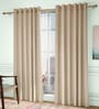 Beige Solid Poly Cotton 5 Ft Light Filtering Eyelet Window Curtains (Set of 2)