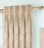 Beige Floral Poly Cotton 5 Ft Light Filtering Pinch Pleat Window Curtains (Set of 2)