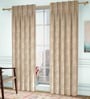 Beige Floral Poly Cotton 5 Ft Light Filtering Pinch Pleat Window Curtains (Set of 2)
