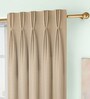 Beige Solid Poly Cotton 7.5 Ft Light Filtering Pinch Pleat Door Curtains (Set of 2)