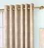Beige Floral Poly Cotton 9 Ft Light Filtering Eyelet Door Curtains (Set of 2)