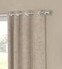 Beige Solid Poly Cotton 5 Ft Semisheer Eyelet Window Curtains (Set of 2)