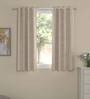 Beige Solid Poly Cotton 5 Ft Semisheer Eyelet Window Curtains (Set of 2)