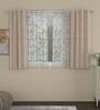 Beige Floral Poly Cotton 5 Ft Semisheer Eyelet Window Curtains (Set of 4)