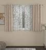 Beige Polycotton Abstract 5ft Semisheer Eyelet 4 Pcs Window Curtains