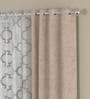 Beige Semisheer Polycotton 5 Feet Eyelet Set of 4 Curtains