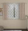 Beige Semisheer Polycotton 5 Feet Eyelet Set of 4 Curtains