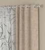 Beige Polycotton Abstract 5ft Semisheer Eyelet 4 Pcs Window Curtains