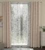 Beige Polycotton Abstract 7ft Semisheer Eyelet 4 Pcs Door Curtains