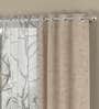 Beige Polycotton Abstract 7ft Semisheer Eyelet 4 Pcs Door Curtains