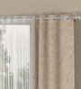 Beige Solid Poly Cotton 7 Ft Semisheer Eyelet Door Curtains (Set of 4)