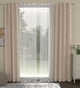 Beige Solid Poly Cotton 7 Ft Semisheer Eyelet Door Curtains (Set of 4)