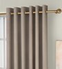 Beige Solid Poly Cotton 9 Ft Light Filtering Eyelet Door Curtains (Set of 2)