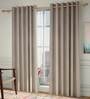 Beige Solid Poly Cotton 9 Ft Light Filtering Eyelet Door Curtains (Set of 2)