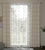 Beige Polyester Traditional 7ft Semisheer Eyelet 4 Pcs Door Curtains