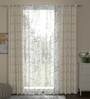 Beige Polyester Traditional 7ft Semisheer Eyelet 4 Pcs Door Curtains