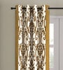 Beige Floral Polyester 9 Ft Semisheer Eyelet Door Curtains (Set of 2)