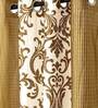 Beige Floral Polyester 9 Ft Semisheer Eyelet Door Curtains (Set of 2)