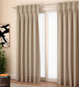 Beige Solid Polyester 9 Ft Light Filtering Pinch Pleat Door Curtains (Set of 2)