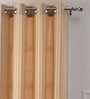 Beige Striped Silk 7 Ft Light Filtering Eyelet Door Curtain