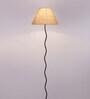 Bumpy Beige Jute Shade Club Floor Lamp With Iron Base