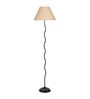 Bumpy Beige Jute Shade Club Floor Lamp With Iron Base