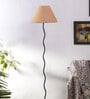 Bumpy Beige Jute Shade Club Floor Lamp With Iron Base
