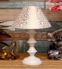 Beige and Gold Shade Table Lamp With Metal Base
