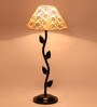 Beige & Gold Shade Table Lamp With Metal Base