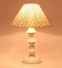Beige and Gold Shade Table Lamp With Metal Base