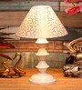 Beige and Gold Shade Table Lamp With Metal Base