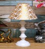 Beige & Gold Shade Table Lamp With Metal Base