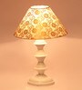 Beige & Gold Shade Table Lamp With Metal Base