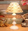 Beige & Gold Shade Table Lamp With Metal Base