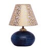 Beige & Gold Shade Table Lamp With Terracotta Base