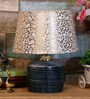 Beige & Gold Shade Table Lamp With Terracotta Base