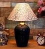 Brescia Beige and Gold Fabric Shade Night Lamp With Teracotta Base