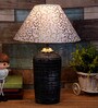 Beige & Gold Shade Table Lamp With Terracotta Base