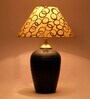 Prato Beige and Gold Fabric Shade Night Lamp With Teracotta Base