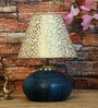 Beige & Gold Shade Table Lamp With Terracotta Base