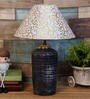 Beige & Gold Shade Table Lamp With Terracotta Base