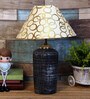 Beige & Gold Shade Table Lamp With Terracotta Base