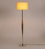 Beige Fabric Shade Club Floor Lamp With Mango wood Base