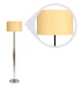 Beige Fabric Shade Club Floor Lamp With Mango wood Base
