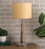 Waitara Beige Fabric Shade Night Lamp With Mango wood Base