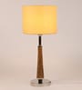 Waitara Beige Fabric Shade Night Lamp With Mango wood Base