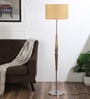 Beige Fabric Shade Club Floor Lamp With Mango wood Base