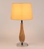 Beige Shade Table Lamp With Wood Base