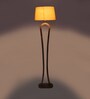 Henry Beige Iron Shade Club Floor Lamp With Wood Base